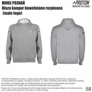 MUKS Poznań Bluza kangur bawełniana rozpinana - szara